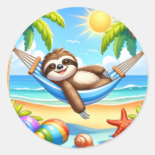 Leuke strand luiaard liefhebbers ronde sticker