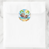 Leuke strand luiaard liefhebbers ronde sticker (Tas)