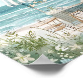 Leuke strand scene waterverf illustratie poster (Hoek)