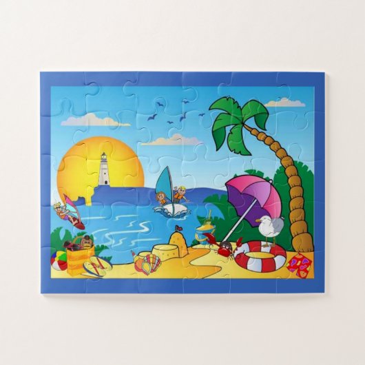 Leuke strandcartoons legpuzzel (Horizontaal)