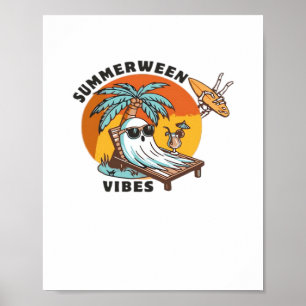 Leuke Summerween-vibes Skelet Zomer Vakantie T-shi Poster