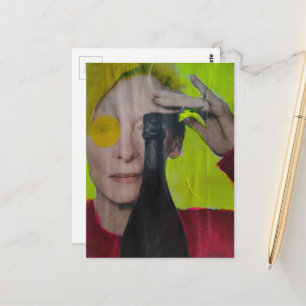Leuke Surrealistische Collage Vrouw Met fles Briefkaart