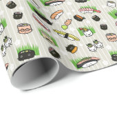 Leuke sushi karakters patroon cadeaupapier (Rol Hoek)