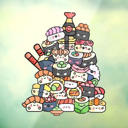 Leuke sushi toren raamsticker (Vel 3)