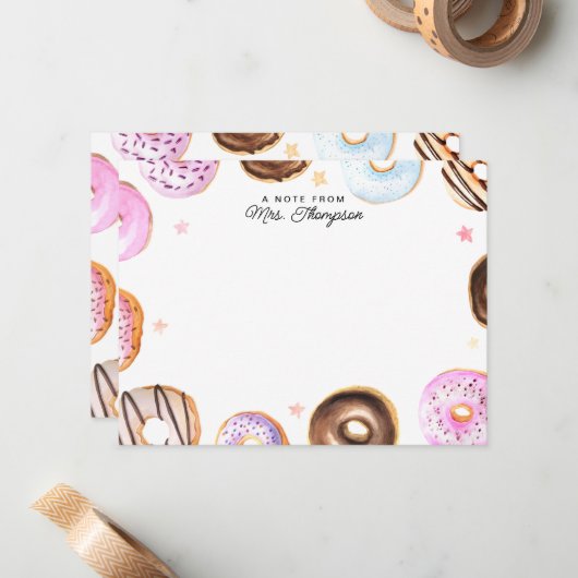 Leuke Sweet Donuts Een notitie van Script Note Kaa Notitiekaartje (Voorkant / Achterkant in situ)