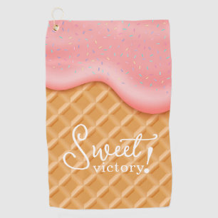 Leuke Sweet Victory Ice Cream Cone Sprinkles Roze Golfhanddoek