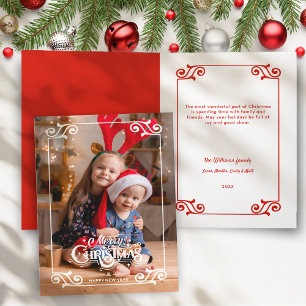 Leuke Swirly Christmas Border Vrolijke Kerstfoto Feestdagen Kaart