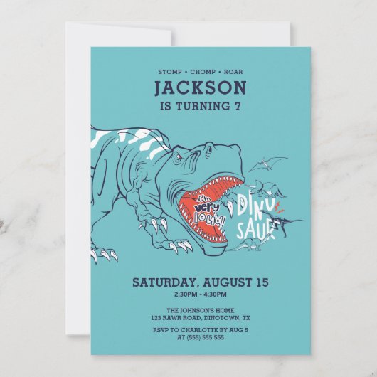 Leuke T-Rex Dinosaurs Kids Verjaardagsfeest Kaart (Voorkant)