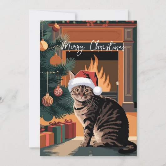 Leuke Tabby Cat kerstkaart (Voorkant)