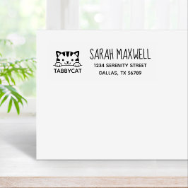 Leuke Tabby Cat Pet Naam Adres Rubberstempel