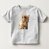 Leuke Tabby Cat Zwart Outline Art Kinder Shirts (Voorkant)