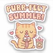 Leuke Tabby Kat Houdt Eating Ice Cream Sticker (Voorkant)