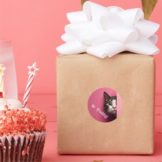 Leuke Tabby Kat Peeks Ronde Sticker (Feest)