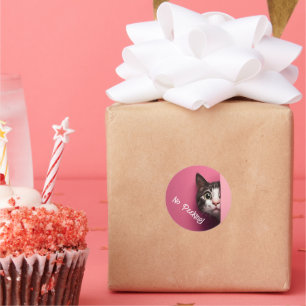 Leuke Tabby Kat Peeks Ronde Sticker