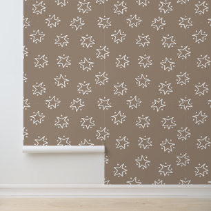 Leuke Tan & White Abstract Star met Stippen Patter Behang