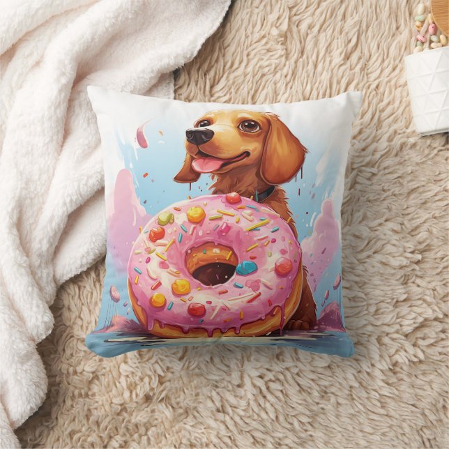 Leuke teckel hond met donut kussen (Deken)