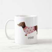 Leuke teckel waterverf aanpasbaar koffiemok (Links)