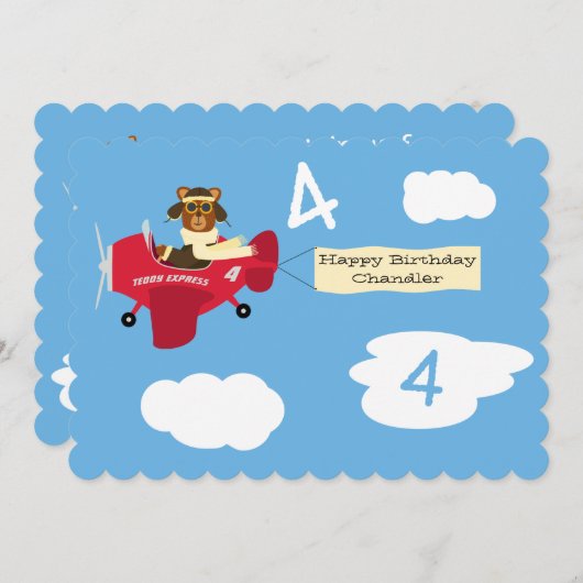 Leuke Teddy Bear Pilot Verjaardag Kaart (Voorkant / Achterkant)