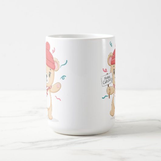 Leuke Teddy Bear Vrolijk Kerstfeest Koffiemok (Center)