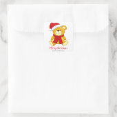 Leuke Teddy Bear Vrolijk Kerstfeest Vierkante Sticker (Tas)