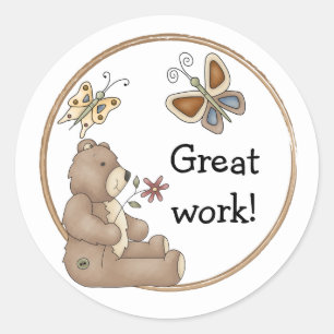 Leuke teddy design rand ronde sticker