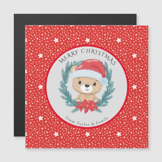 Leuke Teddy Rode en Witte Sterren Vrolijk Kerstfee (Voorkant / Achterkant)