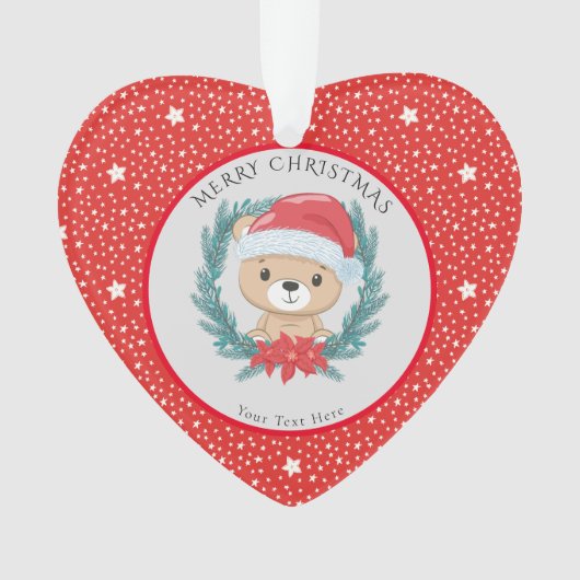 Leuke Teddy Rode en Witte Sterren Vrolijk Kerstfee Ornament (voorkant)