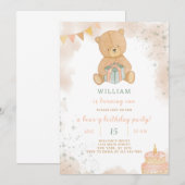 Leuke Teddy verjaardagsuitnodiging Kaart (Voorkant / Achterkant)
