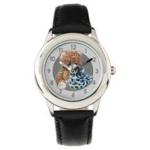 Leuke teddybeer kunst zacht speelgoed kinder horloge