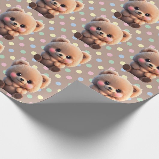 Leuke teddybeer Polka dots Cadeaupapier (Hoek)