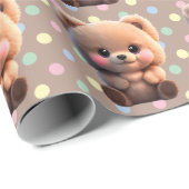 Leuke teddybeer Polka dots Cadeaupapier (Rol Hoek)