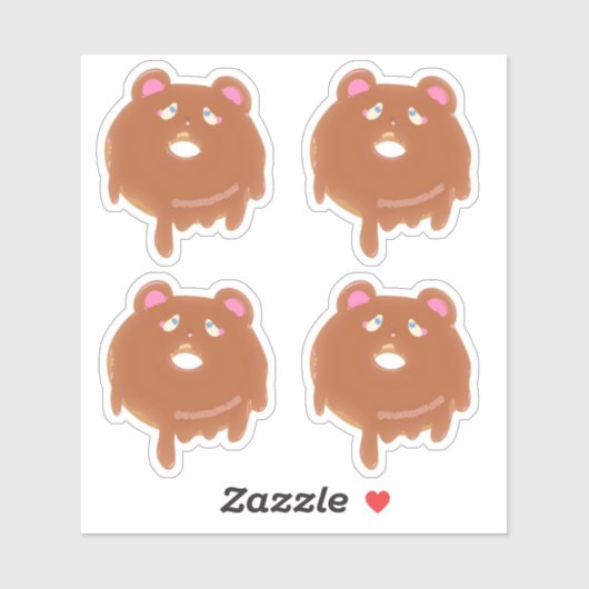 Leuke teddybeer roze donut aangepaste Sticker (Vel)