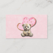 Leuke teddybeer roze gouden ballon luier rafel visitekaartje (Achterkant)