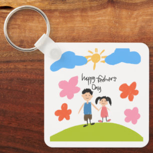 Leuke tekening van kind Happy Vaderdag sleutelhang Sleutelhanger
