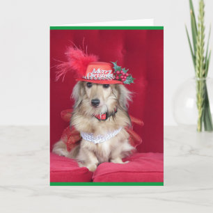 Leuke Tekkel Gekleed voor Kerstmis Feestdagen Kaart