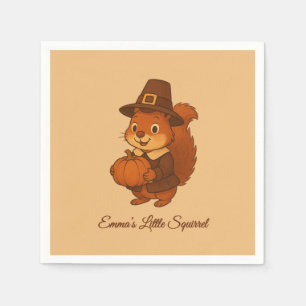 Leuke Thanksgiving Eekhoorn Pompoen illustratie Servet