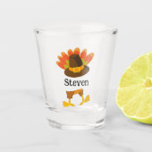 Leuke Thanksgiving Turkije Tail & Pilgrim Pet Cust Shot Glas (Voorkant)
