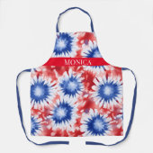 Leuke Tie Dye Patroon Monogram rood wit blauw Schort (Voorkant)
