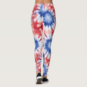 Leuke Tie Dye Patroon rood wit blauw Leggings (Achterkant)