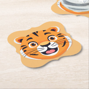 Leuke tijger Gezicht safari Wild oerwoud Verjaarda Kartonnen Onderzetters