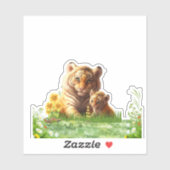 Leuke Tijger Moeder & Baby Bloemen Waterverf Custo Sticker (Vel)