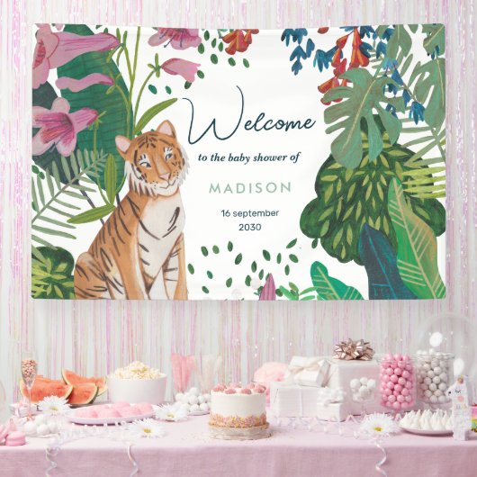 Leuke Tijger Oerwoud Mama om Baby shower te zijn Spandoek (Feest)