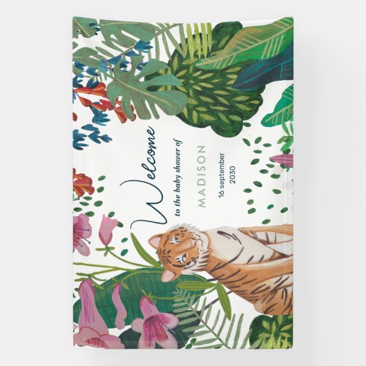 Leuke Tijger Oerwoud Mama om Baby shower te zijn Spandoek (Verticaal)