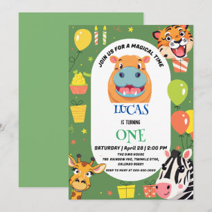 Leuke tijger Zebra Hippo safari dierentuin Wild Bi Save The Date
