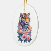 Leuke tijgerbloemen keramisch ornament (Links)