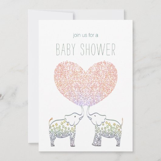 Leuke Tons van LIEFDE Olifant Hart BABY SHOWER Kaart (Voorkant)