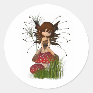 Leuke Toon herfst fee en paddestoel Ronde Sticker