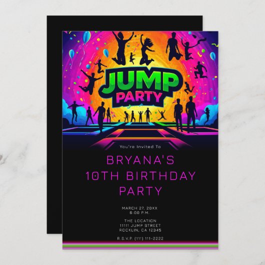 Leuke Trampoline JUMP Party Verjaardag Kaart (Voorkant / Achterkant)