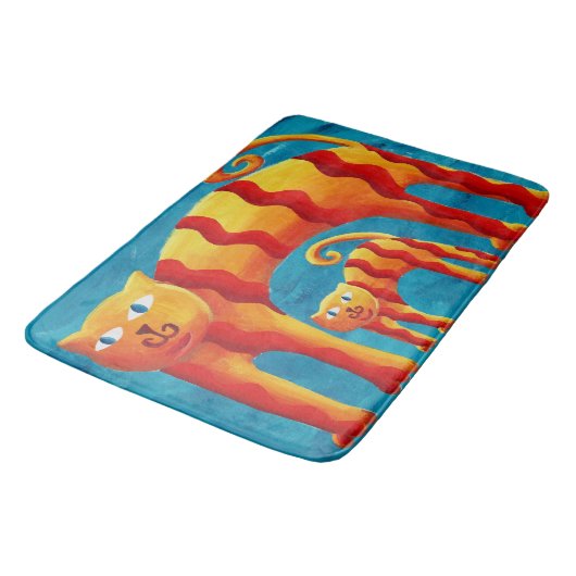 Leuke Trendy Whimsical Curved Cat en Kitten Badmat (Gekanteld)