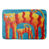 Leuke Trendy Whimsical Curved Cat en Kitten Badmat (Voorkant)